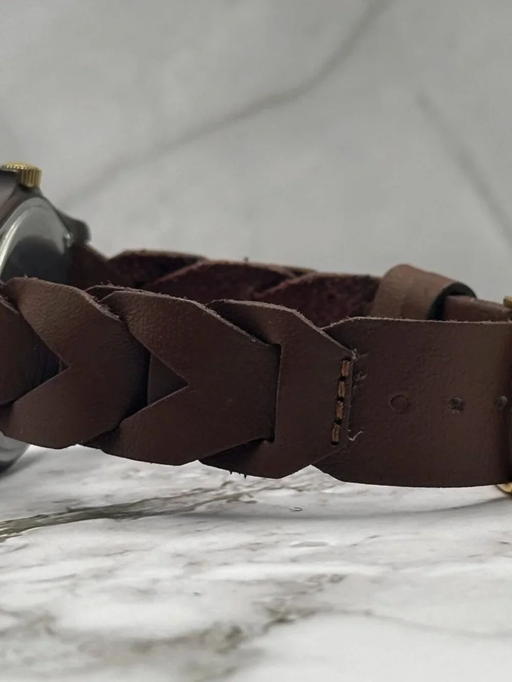 Vintage Timex Safari Watch Men Brown Round Dial Date Leather Band 1989 Works 9